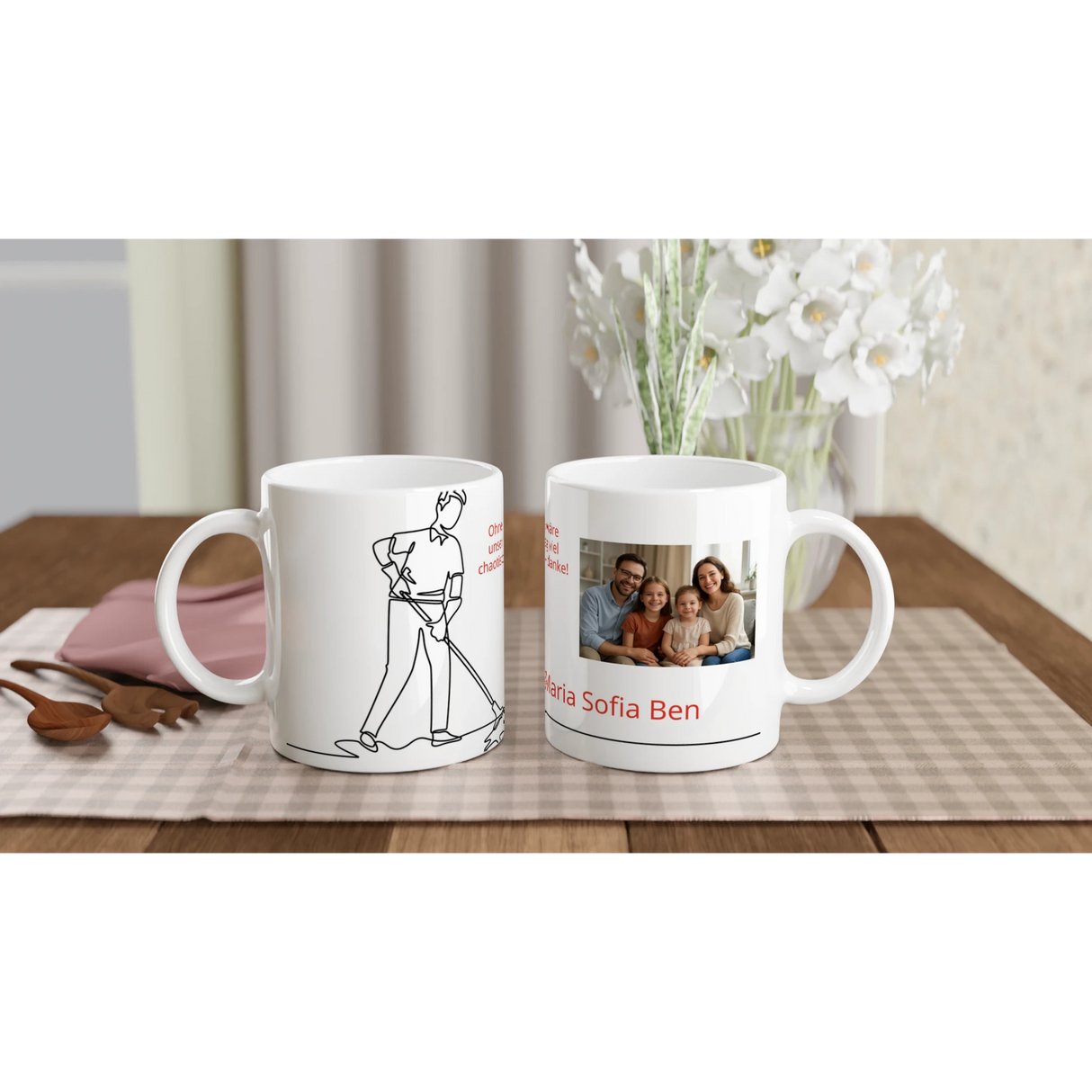 Liebevoll gestaltete personalisierte Tasse. Tasse mit Foto – Weiße Keramikkaffeetasse Raumpfleger: ideal für Büro, Homeoffice oder Zuhause. Perfekt als Geschenk für jeden Anlass.