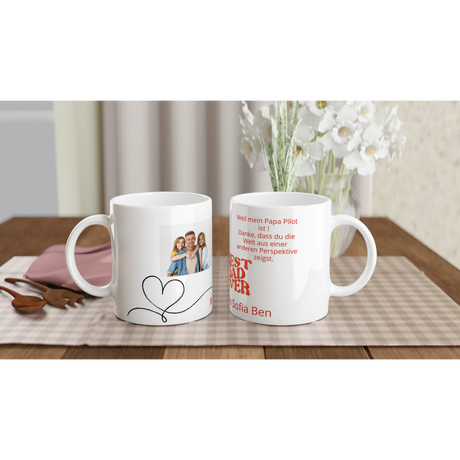 Personalisiertes Geschenk - Fototasse Pilot – weiße Fototasse aus Keramik für Kaffee oder Tee