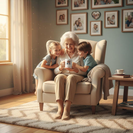 Stimmungsvolle Wandkunst für stilvolle Räume. Personalisiertes Geschenk für Oma - Tasse mit Foto: zeitlos und harmonisch. Eine besondere Bereicherung für jeden Raum.