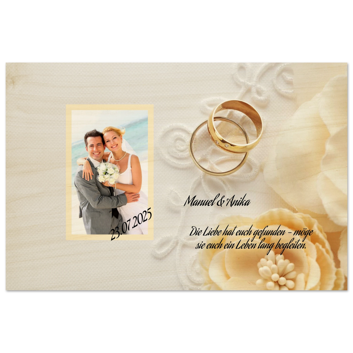 Persönliches Geschenk zur Hochzeit Holzdruck in 2 Stärken – Wandbild auf Holz mit natürlicher Materialwirkung