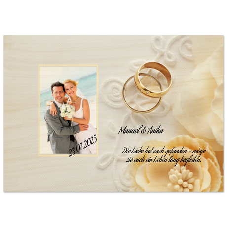 Persönliches Geschenk zur Hochzeit Holzdruck in 2 Stärken – Holzbild mit dekorativer Motivgestaltung