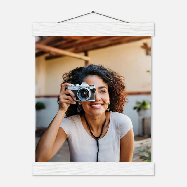 Personalisierbares Poster mit Aufhängern – Minimalistische Holzleisten für Vintage-Charme – Kunstdruck auf Birkenholz mit natürlicher Holzstruktur