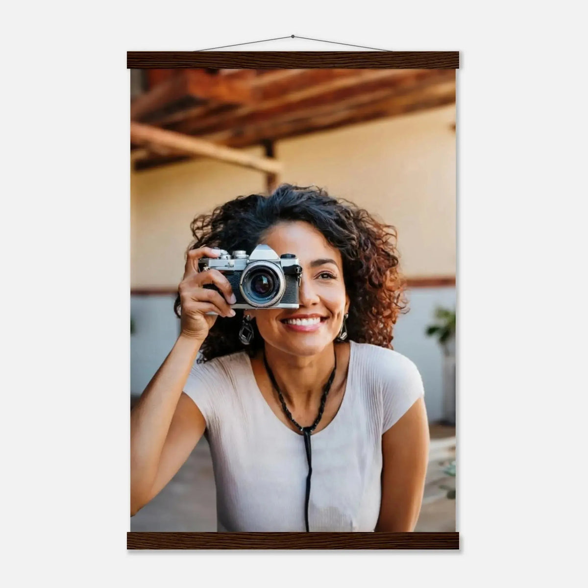 Personalisierbares Poster mit Aufhängern – Minimalistische Holzleisten für Vintage-Charme – Birkenholz-Wandbild mit hochwertiger Druckgestaltung