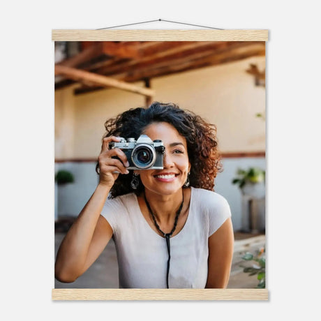 Personalisierbares Poster mit Aufhängern – Minimalistische Holzleisten für Vintage-Charme – Holzbild mit hochwertigem Motivdruck