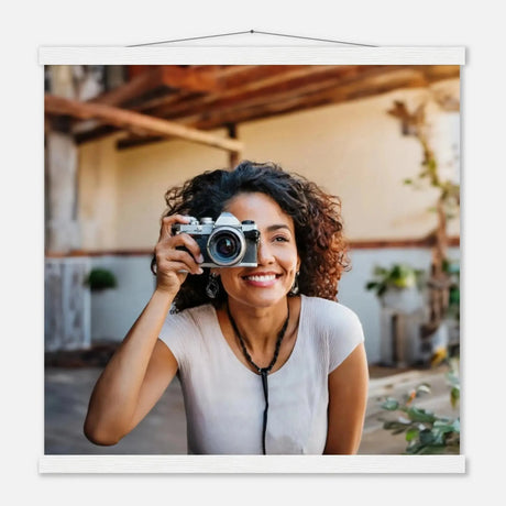 Personalisierbares Poster mit Aufhängern – Minimalistische Holzleisten für Vintage-Charme – bedruckte Birkenholzplatte als dekoratives Wandbild