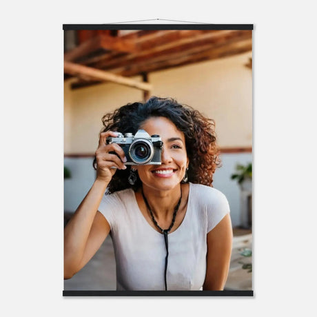 Personalisierbares Poster mit Aufhängern – Minimalistische Holzleisten für Vintage-Charme – Wandbild auf Holz mit individuell gewähltem Motiv