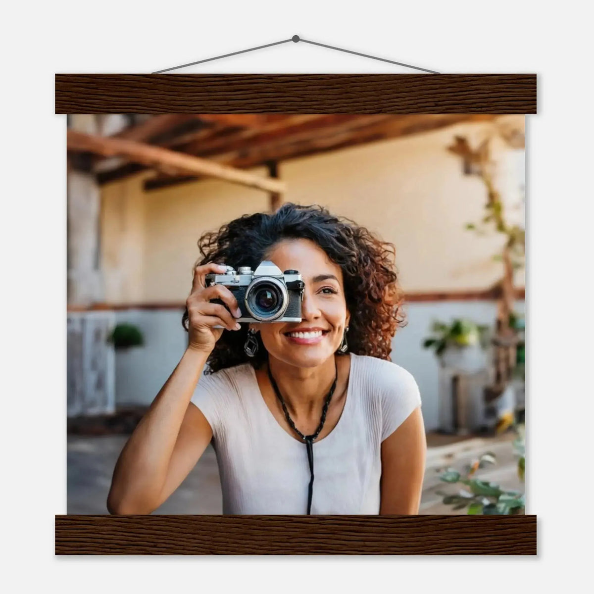 Personalisierbares Poster mit Aufhängern – Minimalistische Holzleisten für Vintage-Charme – Birkenholz-Wandbild mit hochwertiger Druckgestaltung