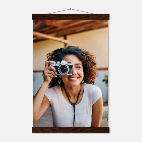 Personalisierbares Poster mit Aufhängern – Minimalistische Holzleisten für Vintage-Charme – Kunstdruck auf Birkenholz mit natürlicher Holzstruktur