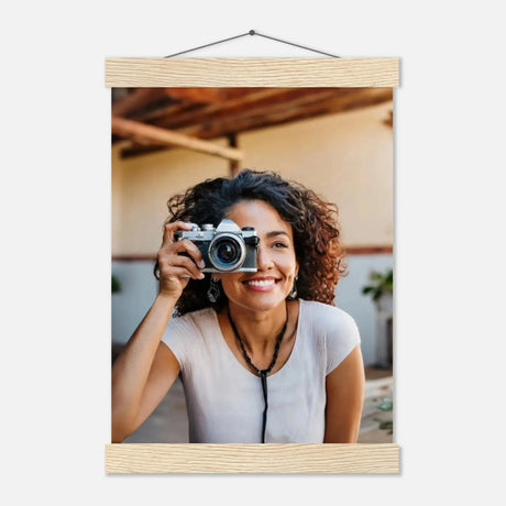 Personalisierbares Poster mit Aufhängern – Minimalistische Holzleisten für Vintage-Charme – Wandbild auf Holz mit natürlicher Materialwirkung
