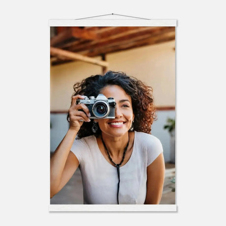 Personalisierbares Poster mit Aufhängern – Minimalistische Holzleisten für Vintage-Charme – Kunstdruck auf Holz als natürliche Wanddekoration