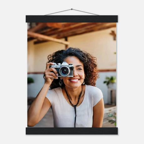 Personalisierbares Poster mit Aufhängern – Minimalistische Holzleisten für Vintage-Charme – Birkenholz-Wandbild mit hochwertiger Druckgestaltung