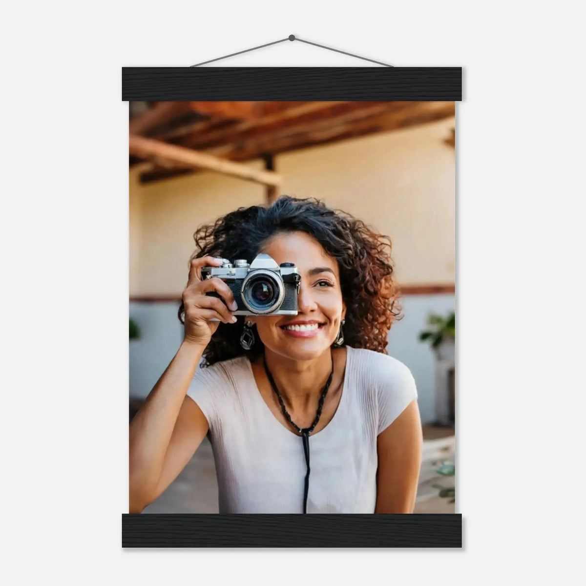 Personalisierbares Poster mit Aufhängern – Minimalistische Holzleisten für Vintage-Charme – bedruckte Birkenholzplatte als dekoratives Wandbild