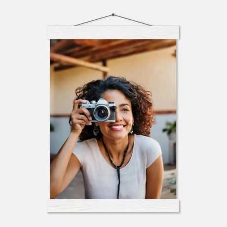 Personalisierbares Poster mit Aufhängern – Minimalistische Holzleisten für Vintage-Charme – Wandbild auf Holz mit individuell gewähltem Motiv