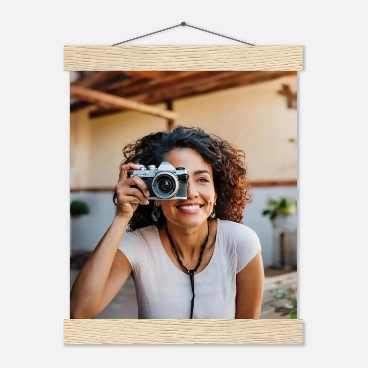 Personalisierbares Poster mit Aufhängern – Minimalistische Holzleisten für Vintage-Charme – Birkenholz-Wandbild mit hochwertiger Druckgestaltung