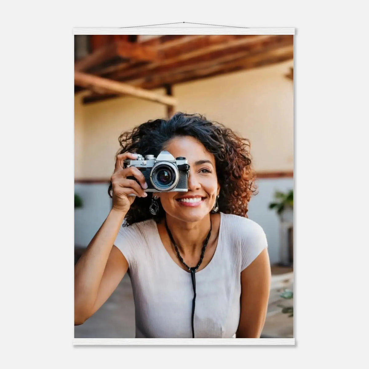 Personalisierbares Poster mit Aufhängern – Minimalistische Holzleisten für Vintage-Charme – Kunstdruck auf Birkenholz mit natürlicher Holzstruktur