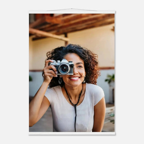 Personalisierbares Poster mit Aufhängern – Minimalistische Holzleisten für Vintage-Charme – Kunstdruck auf Birkenholz mit natürlicher Holzstruktur