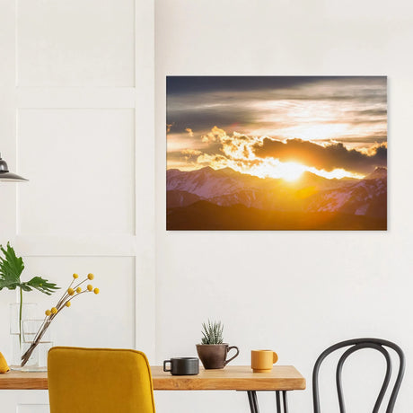 Stimmungsvolle Wandkunst für stilvolle Räume. Hochwertiger Kunstdrucke auf Leinwand -  Sonnenaufgang: zeitlos und harmonisch. Schlicht, elegant und wirkungsvoll.