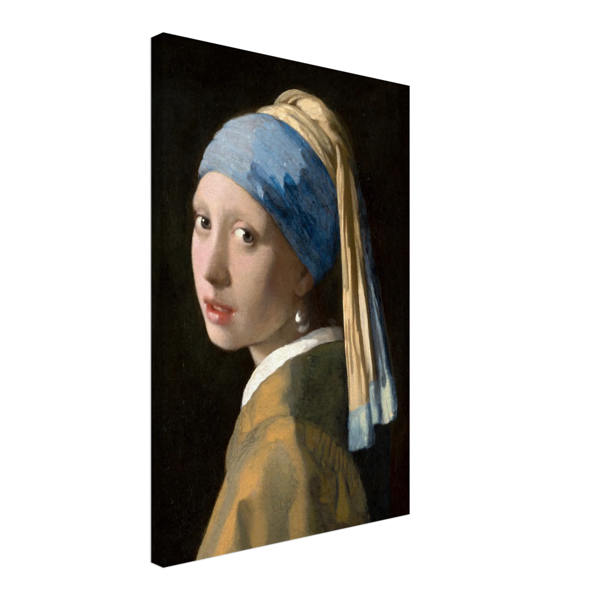 Bild Vermeer - Das Mädchen mit dem Perlenohrgehänge – Kunstvolle Wanddekoration – Leinwandbild auf Holzkeilrahmen mit Motivdruck