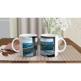 Personalisierte Keramiktasse – Familienfoto mit individuellem Schriftzug, 325ml – weiße Fototasse aus Keramik für Kaffee oder Tee