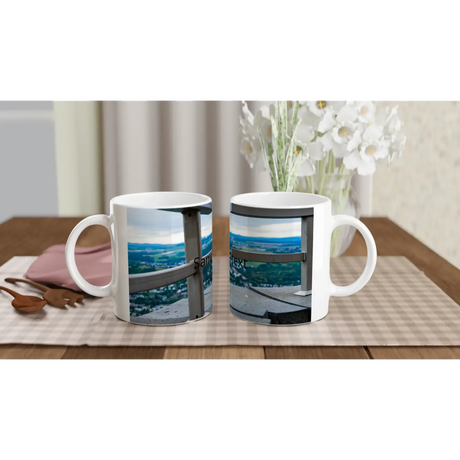 Personalisierte Keramiktasse – Familienfoto mit individuellem Schriftzug, 325ml – weiße Fototasse aus Keramik für Kaffee oder Tee